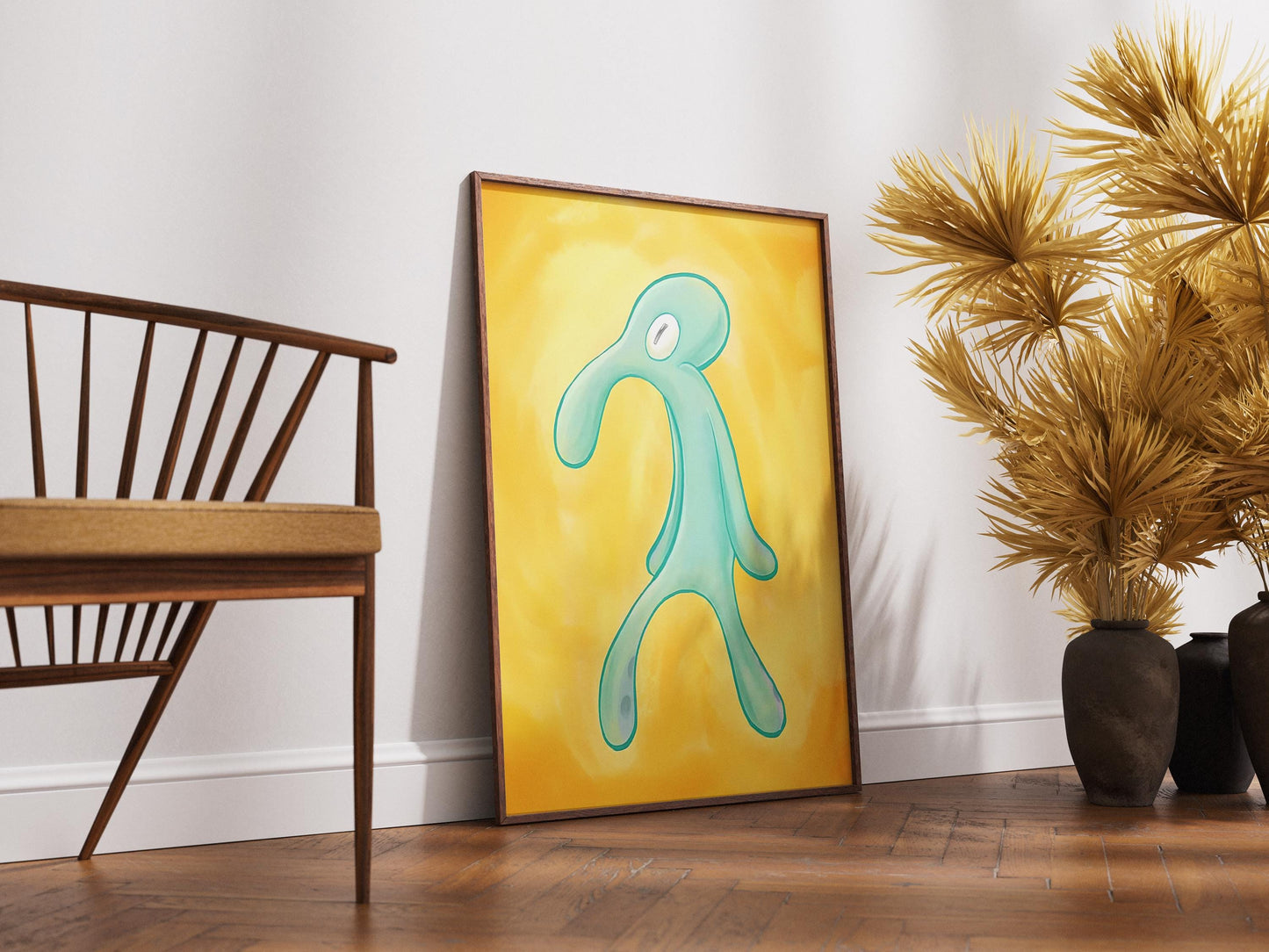 Squidward Painting Print, Abstract Wall Art, Squidward Canvas Poster, Modern 3D Canvas, Bold And Brash Canvas Print, Luxury Canvas Poster