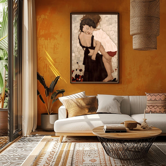 Gustav Klimt Mother and Child Canvas, Mother and Child Print, Gustav Klimt Poster, Canvas Wall Art, Gift for Wife, Gift for Mom
