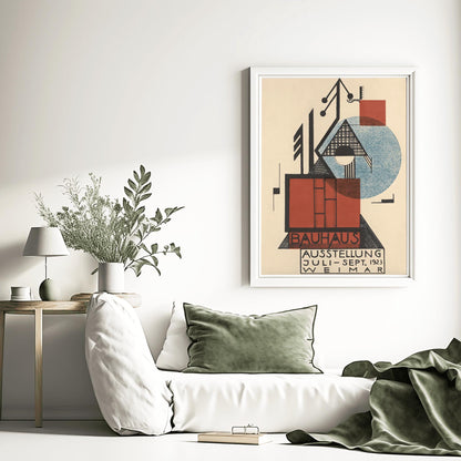 Bauhaus Poster Set Mid Century Modern Wall Art Print, Minimalist Abstract Geometric Decor