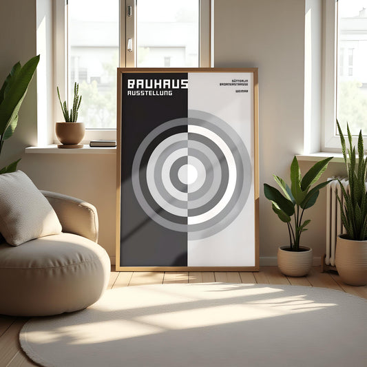 Bauhaus Black White Graphic Art Poster | Mid Century Modern Physical Print | Geometric Wall Decor | Vintage Bauhaus Wall Art