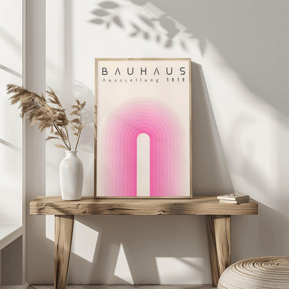 Pink Bauhaus Exhibition Poster, Bauhaus Ausstellung Art Print, Geometric Art Print, Minimalist Wall Decor, Mid Century Modern Wall Art