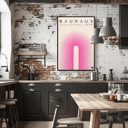 Pink Bauhaus Exhibition Poster, Bauhaus Ausstellung Art Print, Geometric Art Print, Minimalist Wall Decor, Mid Century Modern Wall Art