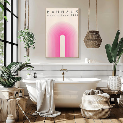 Pink Bauhaus Exhibition Poster, Bauhaus Ausstellung Art Print, Geometric Art Print, Minimalist Wall Decor, Mid Century Modern Wall Art