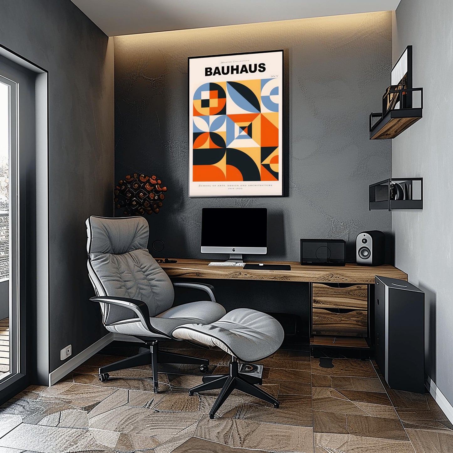 Colorful Bauhaus Poster | Geometric Abstract Art Print | Mid Century Modern Wall Art | Symmetrical Design | School of Arts Architecture