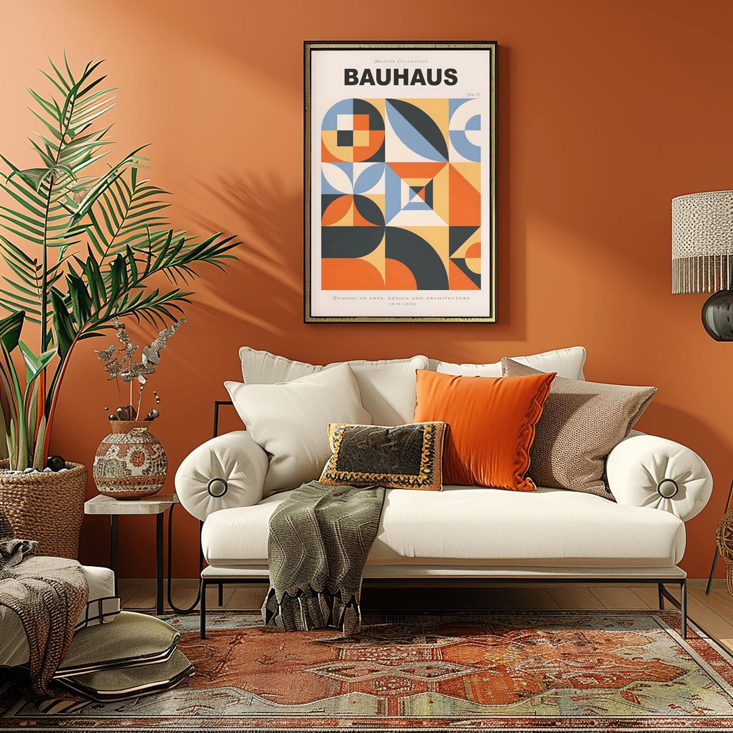 Colorful Bauhaus Poster | Geometric Abstract Art Print | Mid Century Modern Wall Art | Symmetrical Design | School of Arts Architecture