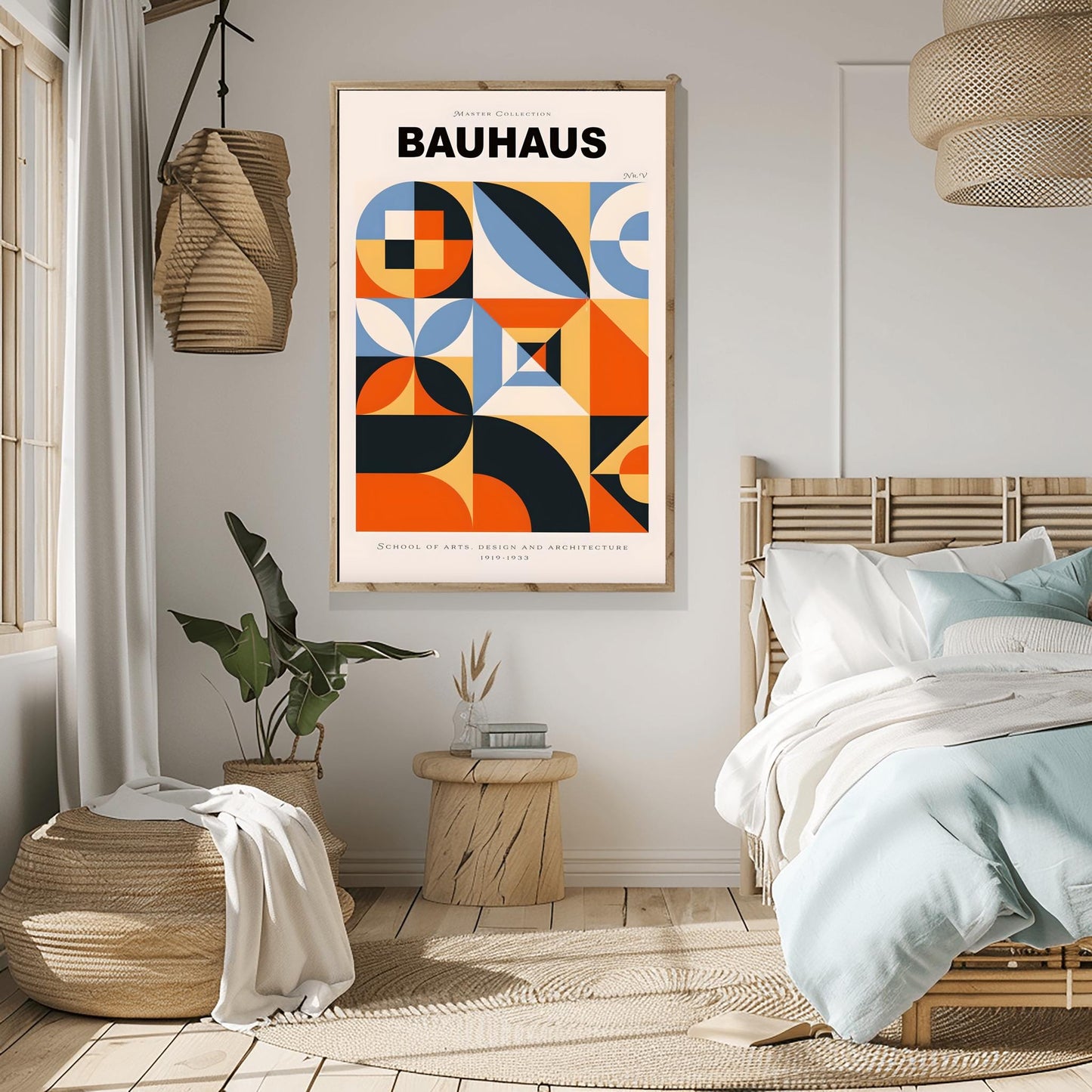 Colorful Bauhaus Poster | Geometric Abstract Art Print | Mid Century Modern Wall Art | Symmetrical Design | School of Arts Architecture