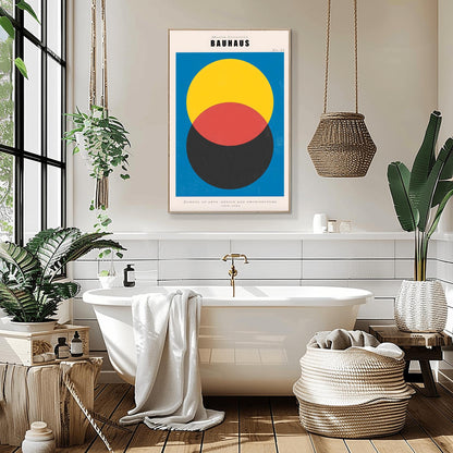 Colorful Bauhaus Poster | Overlapping Circles Art Print | Mid Century Modern Wall Art | Abstract Geometric Design | School of Arts Decor