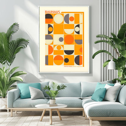 Orange Bauhaus Poster | Geometric Abstract Art Print | Mid Century Grid Wall Art | Modernist Design | Abstract Imagination Typography