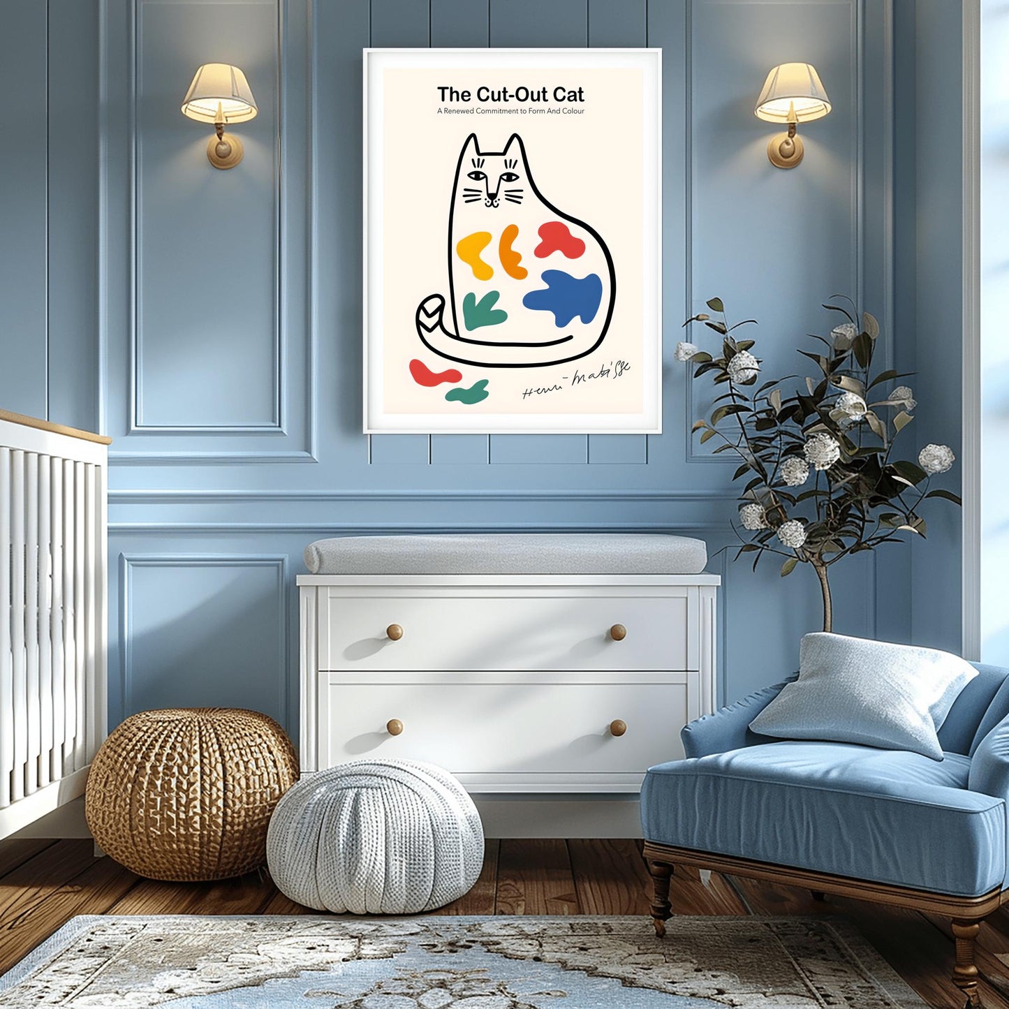 Matisse Cut Out Cat Print | Abstract Animal Art | Henri Matisse Poster | Modernist Home Decor | Colorful Mid Century Wall Art