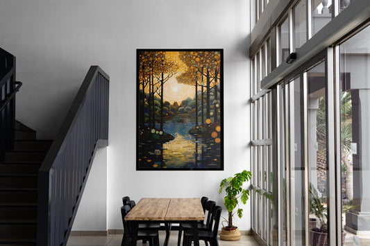 Gustav Klimt Print, Forest Floral Art, Klimt Exhibition Poster, Gold Wall Decor, Art Nouveau Painting, Museum Quality Unframed