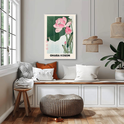 Ohara Koson Blooming Lotus Flowers Vintage Japanese Wall Art | Japanese Exhibition Poster | Japanese Style Art Print | Botanical Prints