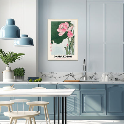 Ohara Koson Blooming Lotus Flowers Vintage Japanese Wall Art | Japanese Exhibition Poster | Japanese Style Art Print | Botanical Prints