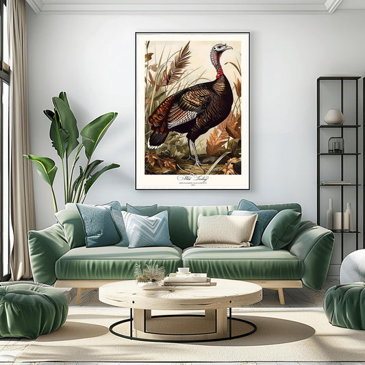 John James Audubon Wild Turkey Print | Vintage Bird Wall Art | Ornithology Poster | Rustic Home Decor Gift | Wildlife Illustration
