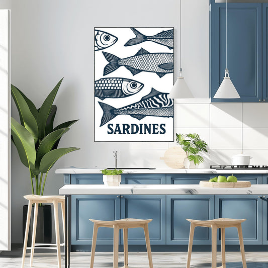 Sardines Poster, Retro Sardines Wall Art, Fish Print, Retro Kitchen print, Kitchen Wall Art, Fish Wall Art, Retro Decor, Kitchen Wall Art