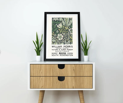 William Morris Exhibition Poster Art Nouveau Wall Art Print Victoria and Albert Museum Home Decor Morris Flower Pattern