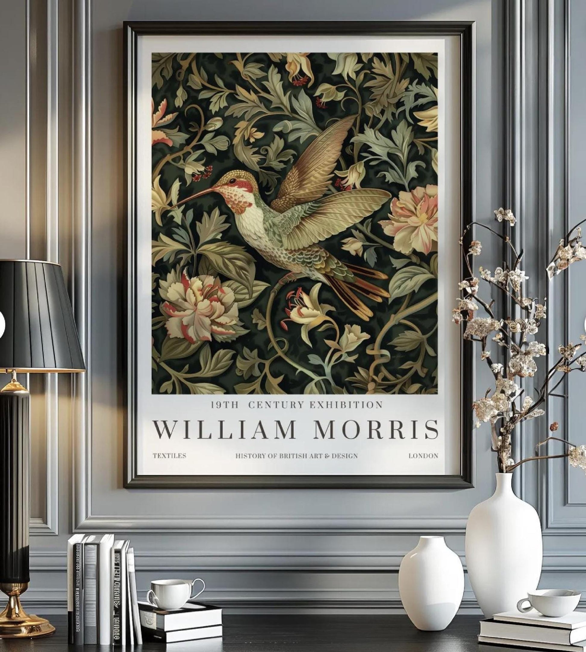 William Morris Prints Vintage Wall Art Poster Hummingbird Textiles Art Exhibition (view 5)