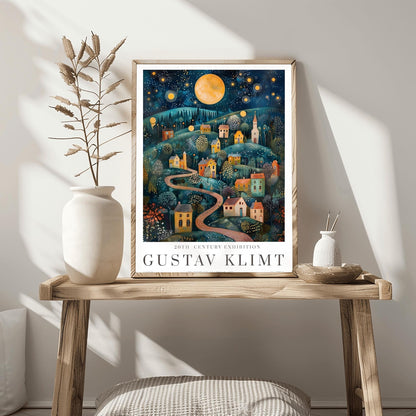 Gustav Klimt Moon Night Print - Klimt Museum & Exhibition Poster, Flower Garden Art Wall Decor