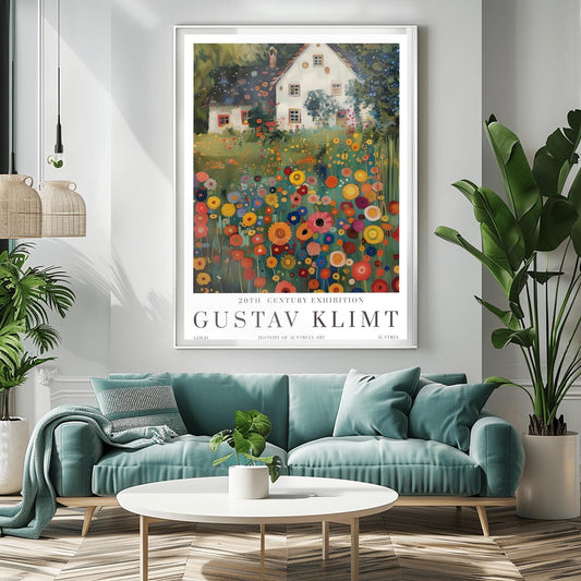 Gustav Klimt Print Flower Garden Poster, Klimt Museum & Exhibition Wall Art, Decorative Gustav Klimt Painting Print for Home Decor