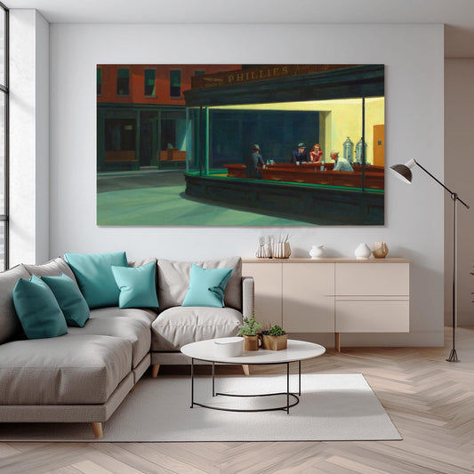 Edward Hopper Print, Nighthawks Wall Art, Premium Giclée, American Painting, Framed or Unframed Bar Decor, Urban Art Lover Gift