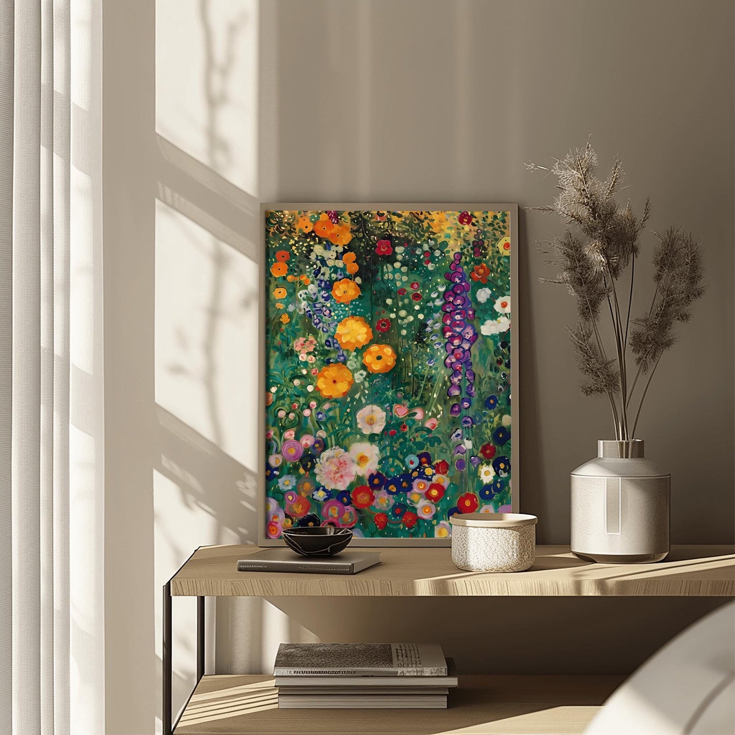 Klimt Painting Farm Garden Poster - Floral Wall Decor, Art Gift Idea, Flowers Art Print, Above Bed or Dorm Room Decor