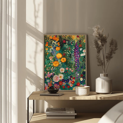 Klimt Painting Farm Garden Poster - Floral Wall Decor, Art Gift Idea, Flowers Art Print, Above Bed or Dorm Room Decor