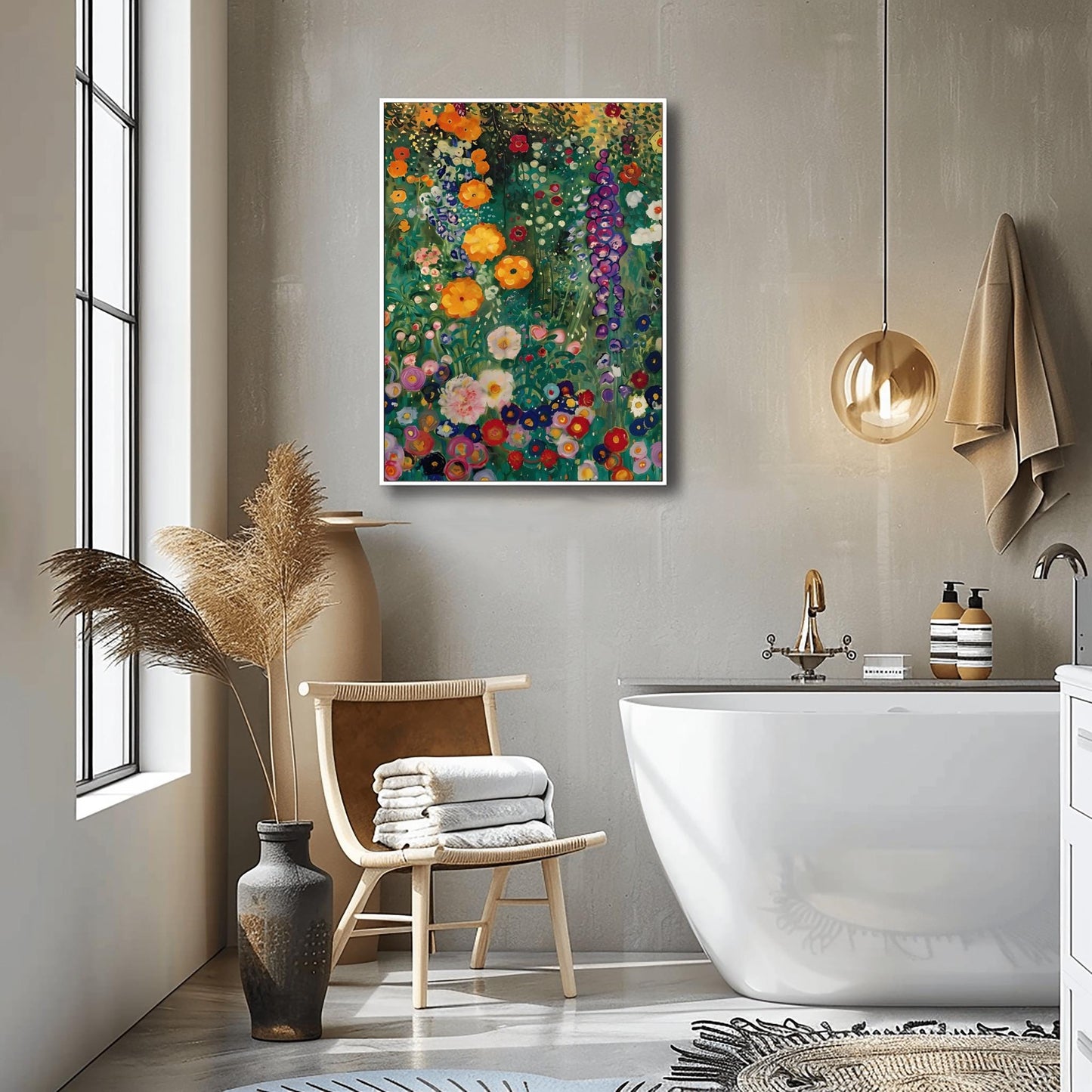 Klimt Painting Farm Garden Poster - Floral Wall Decor, Art Gift Idea, Flowers Art Print, Above Bed or Dorm Room Decor