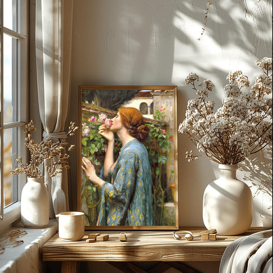The Soul of Rose Print, Waterhouse Wall Art, Pre-Raphaelite Painting, Woman Portrait, Poster Print, Aesthetic Floral Art, Fine Art Gift