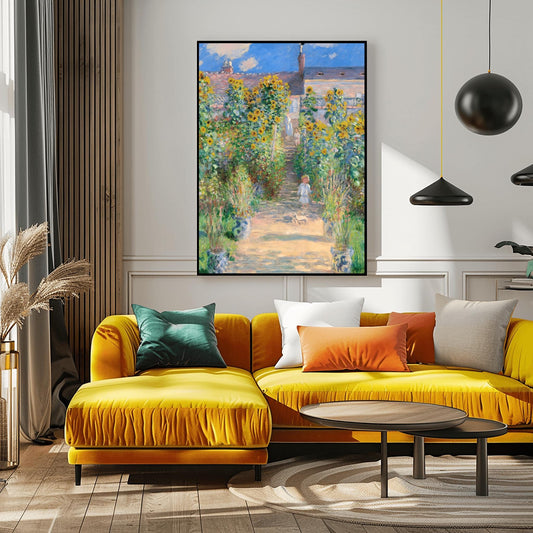 Claude Monet Garden at Vetheuil | Impressionist Landscape Painting | Garden Print | Sunflower Print | Monet Wall Art | Poster Print
