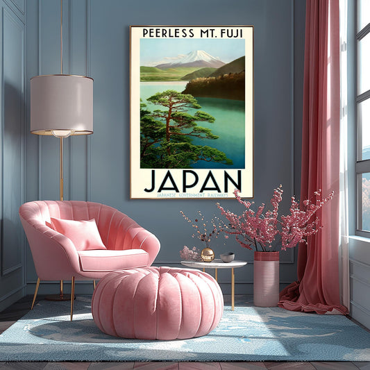 Vintage Japan Travel Poster | Mount Fuji Art Print | Japanese Railway Wall Art | Retro Asian Landscape Decor | Traveler Gift