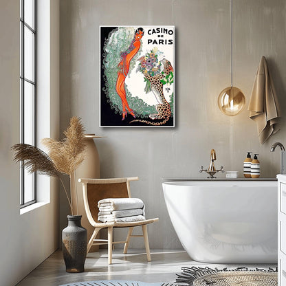 Vibrant Art Deco Casino de Paris Poster | Vintage French Cabaret Print | Retro Dancer & Cheetah Art | 1920s Glamour Wall Decor | Paris Lover