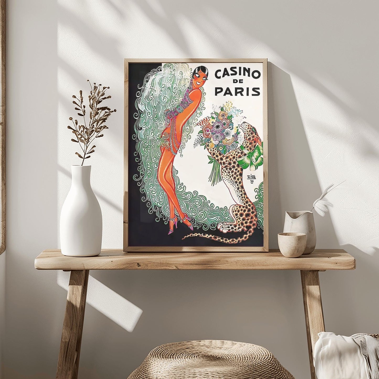 Vibrant Art Deco Casino de Paris Poster | Vintage French Cabaret Print | Retro Dancer & Cheetah Art | 1920s Glamour Wall Decor | Paris Lover