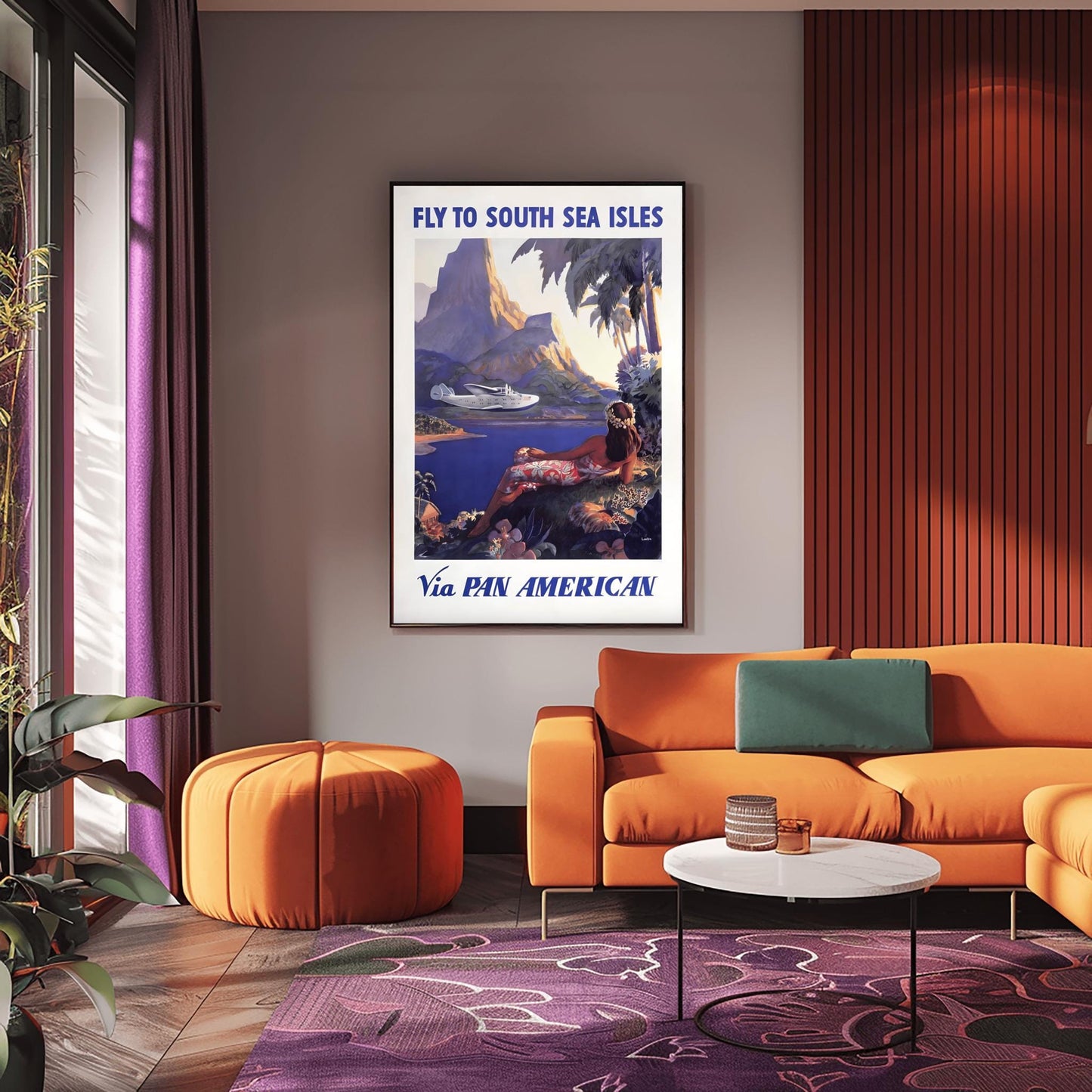 Vintage South Sea Isles Pan Am Poster | Pan American Travel Print | Retro Tropical (view 4)