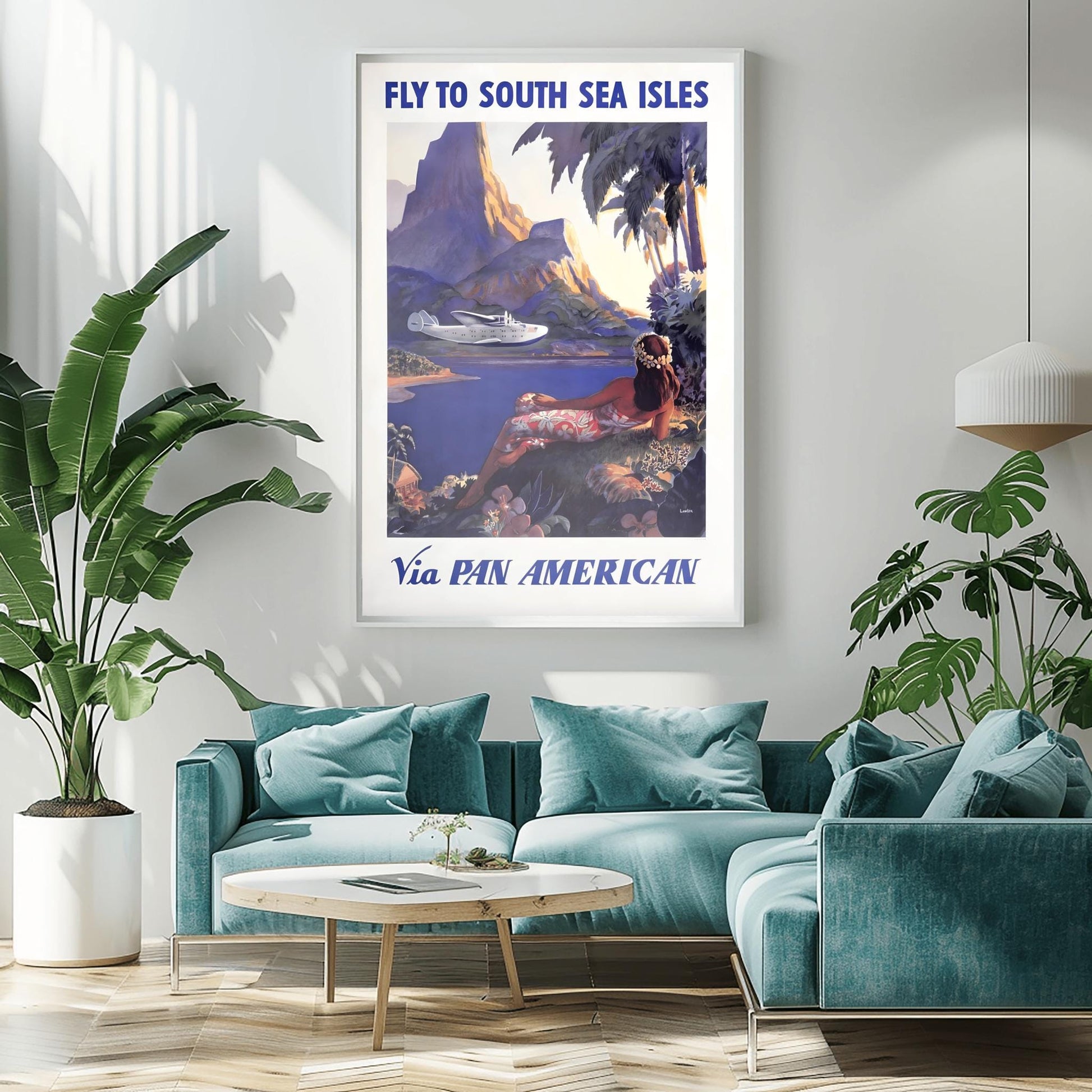 Vintage South Sea Isles Pan Am Poster | Pan American Travel Print | Retro Tropical (main image)