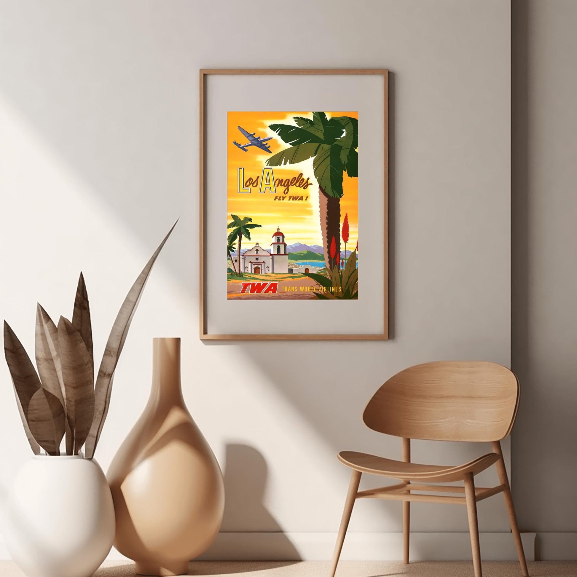 Vintage Los Angeles TWA Poster | Retro California Travel Print | LA Mission Style Art | (view 8)