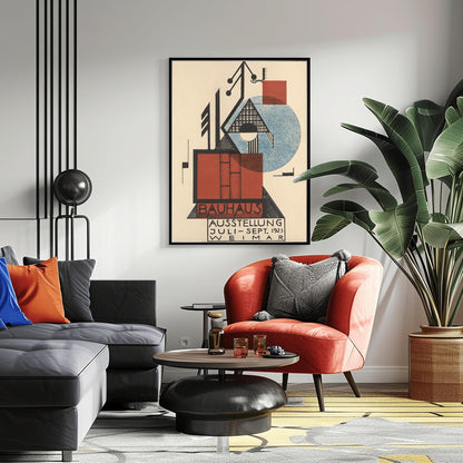 Bauhaus Poster Set Mid Century Modern Wall Art Print, Minimalist Abstract Geometric Decor