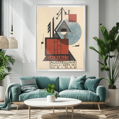 Bauhaus Poster Set Mid Century Modern Wall Art Print, Minimalist Abstract Geometric Decor