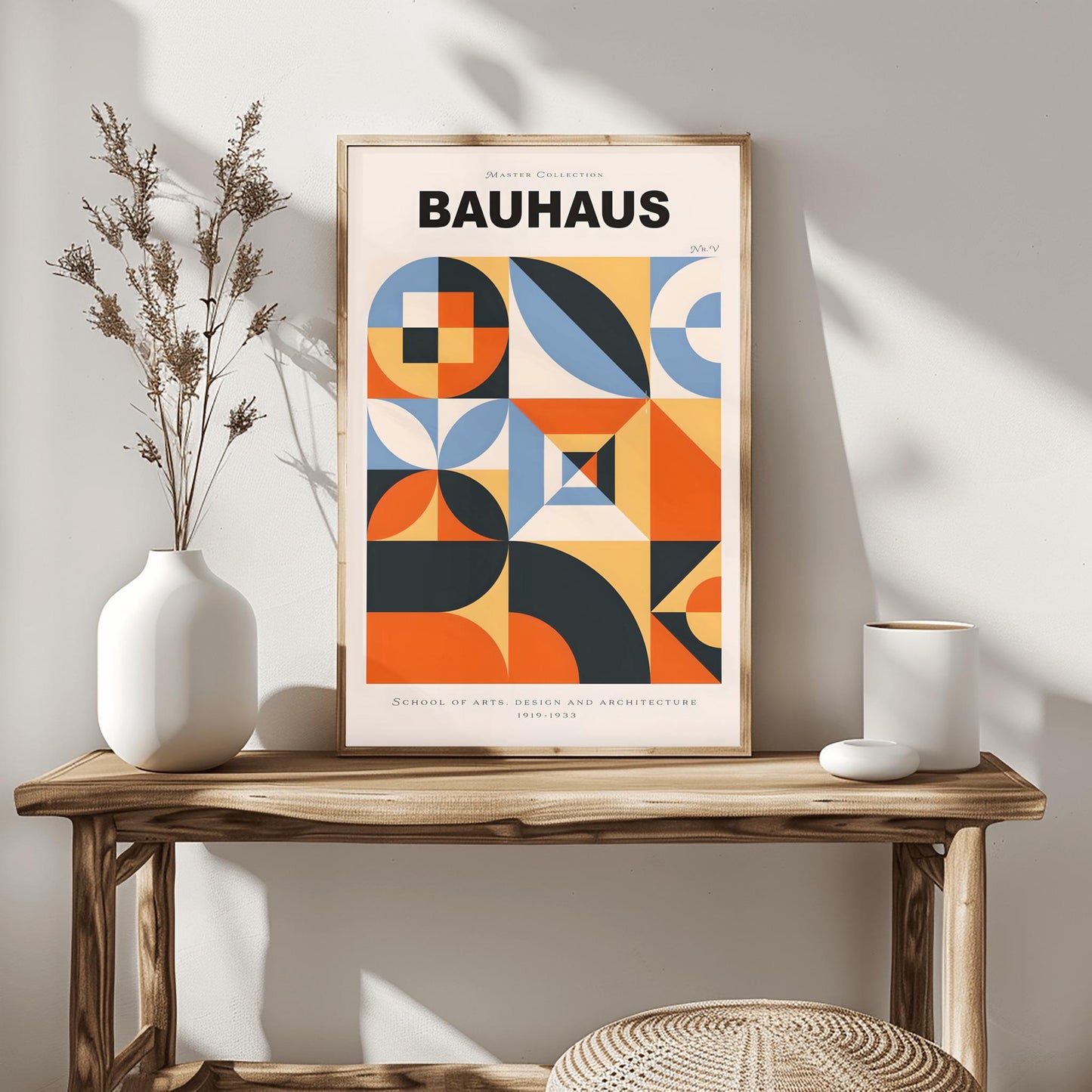 Colorful Bauhaus Poster | Geometric Abstract Art Print | Mid Century Modern Wall Art | Symmetrical Design | School of Arts Architecture