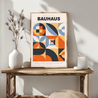 Colorful Bauhaus Poster | Geometric Abstract Art Print | Mid Century Modern Wall Art | Symmetrical Design | School of Arts Architecture