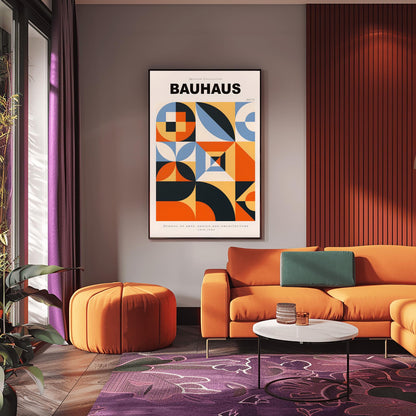 Colorful Bauhaus Poster | Geometric Abstract Art Print | Mid Century Modern Wall Art | Symmetrical Design | School of Arts Architecture