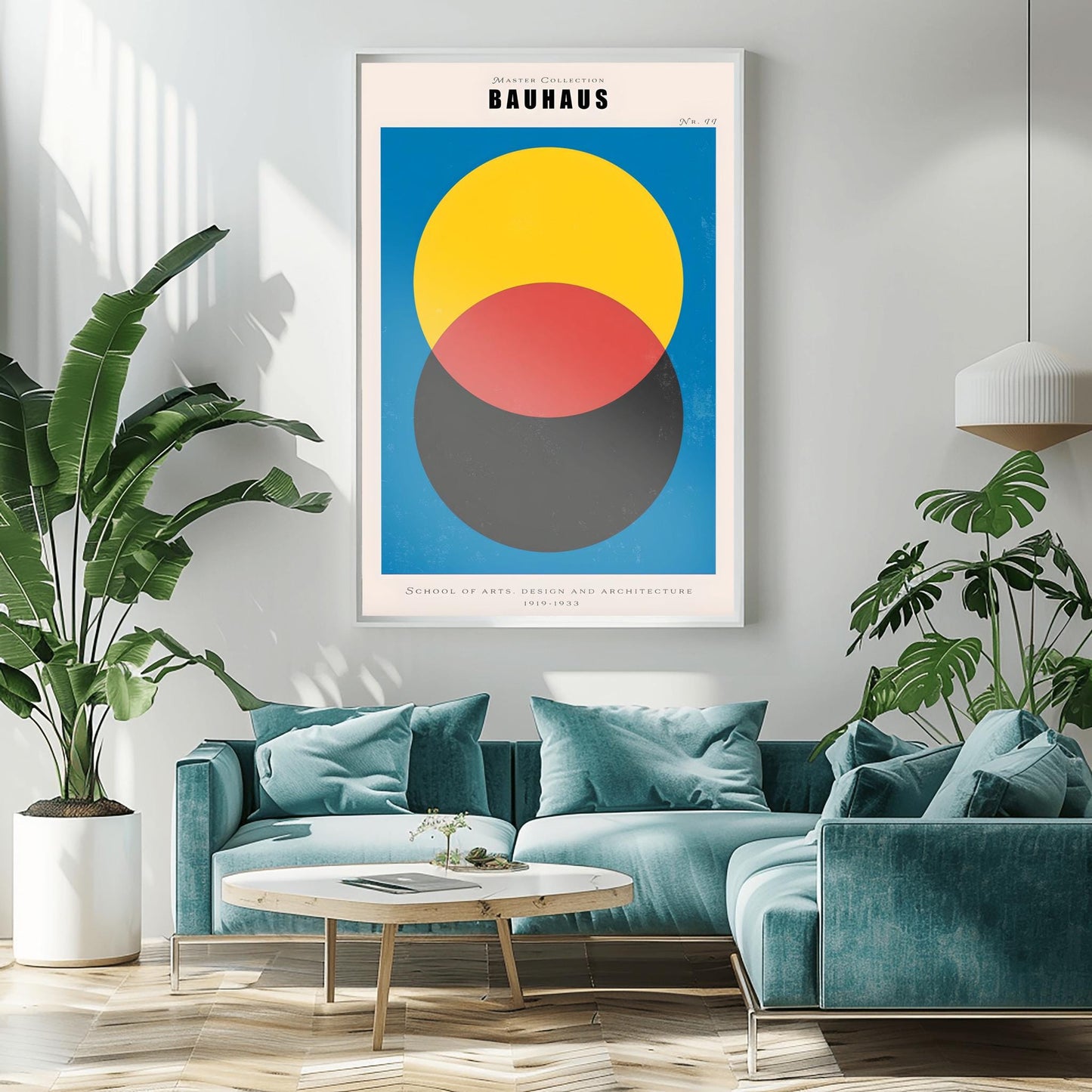 Colorful Bauhaus Poster | Overlapping Circles Art Print | Mid Century Modern Wall Art | Abstract Geometric Design | School of Arts Decor
