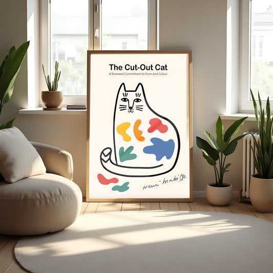 Matisse Cut Out Cat Print | Abstract Animal Art | Henri Matisse Poster | Modernist Home Decor | Colorful Mid Century Wall Art