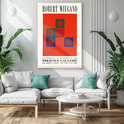 Modernist Geometric Art Print | Robert Wiegand Exhibition Poster | Abstract Shapes Wall Art | Mid-Century Modern Gallery Decor | 1960s Art