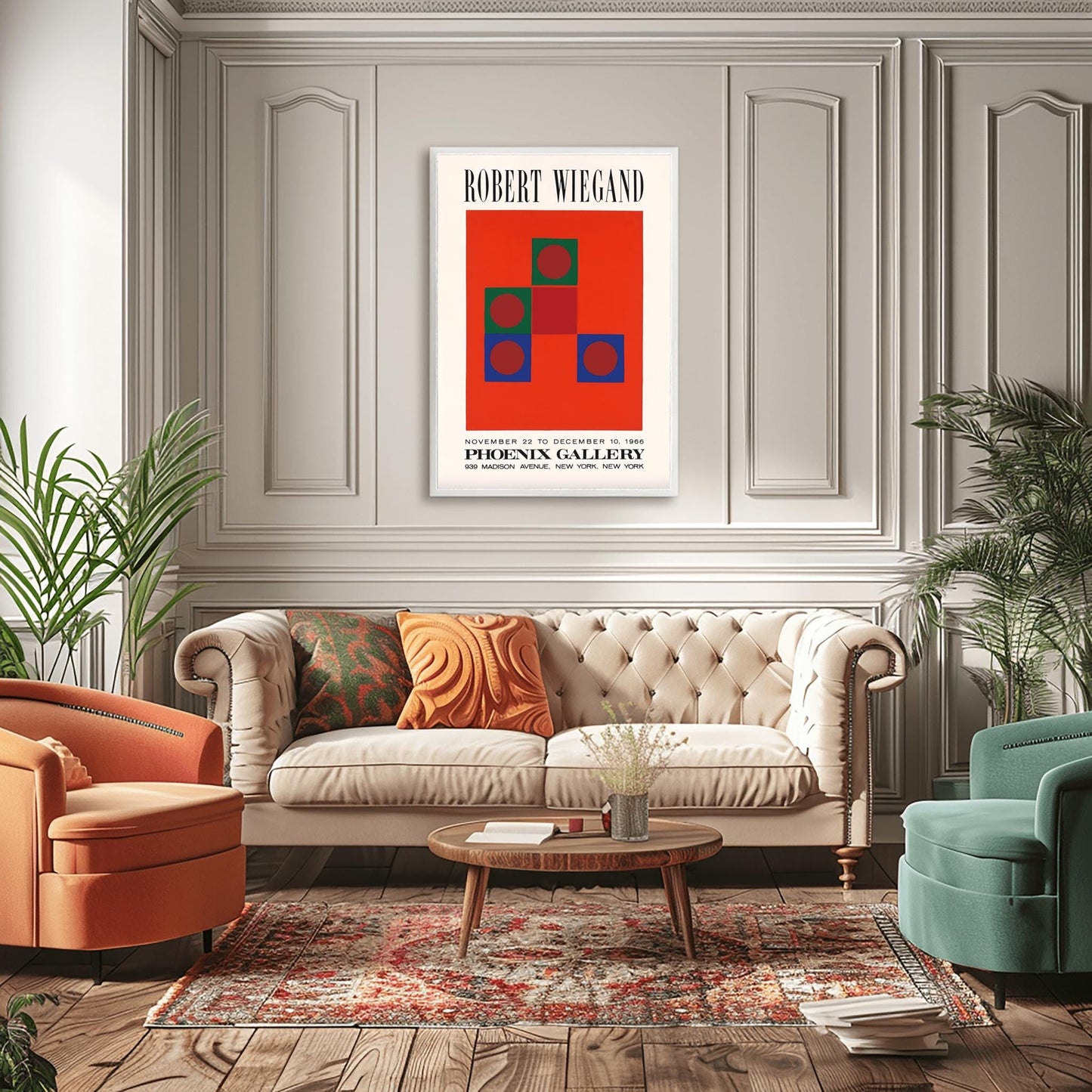 Modernist Geometric Art Print | Robert Wiegand Exhibition Poster | Abstract Shapes Wall Art | Mid-Century Modern Gallery Decor | 1960s Art