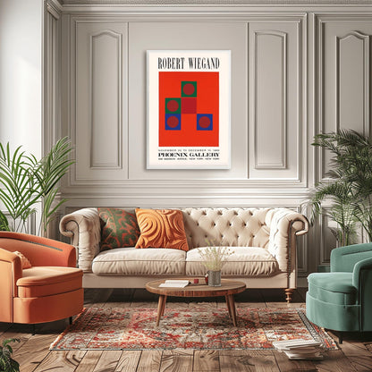 Modernist Geometric Art Print | Robert Wiegand Exhibition Poster | Abstract Shapes Wall Art | Mid-Century Modern Gallery Decor | 1960s Art