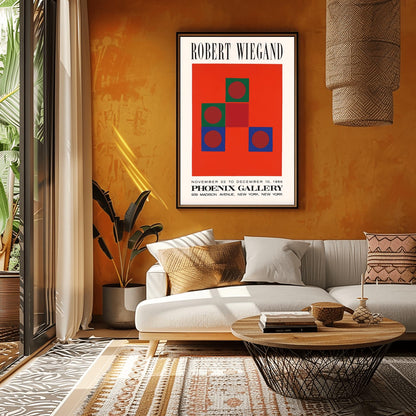 Modernist Geometric Art Print | Robert Wiegand Exhibition Poster | Abstract Shapes Wall Art | Mid-Century Modern Gallery Decor | 1960s Art