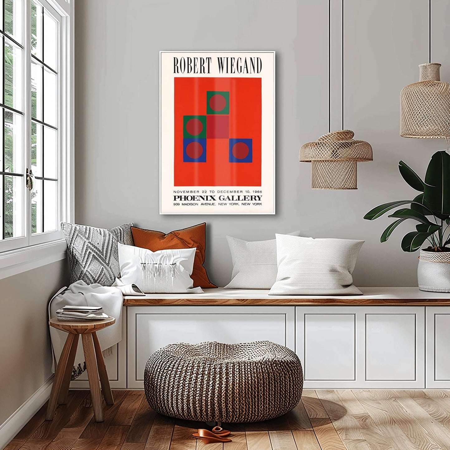 Modernist Geometric Art Print | Robert Wiegand Exhibition Poster | Abstract Shapes Wall Art | Mid-Century Modern Gallery Decor | 1960s Art