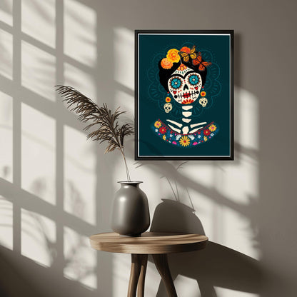 Vibrant Day of the Dead Calavera Print | Mexican Folk Art Skull | Dia de los Muertos Decor | Colorful Sugar Skull Art Cultural Celebration