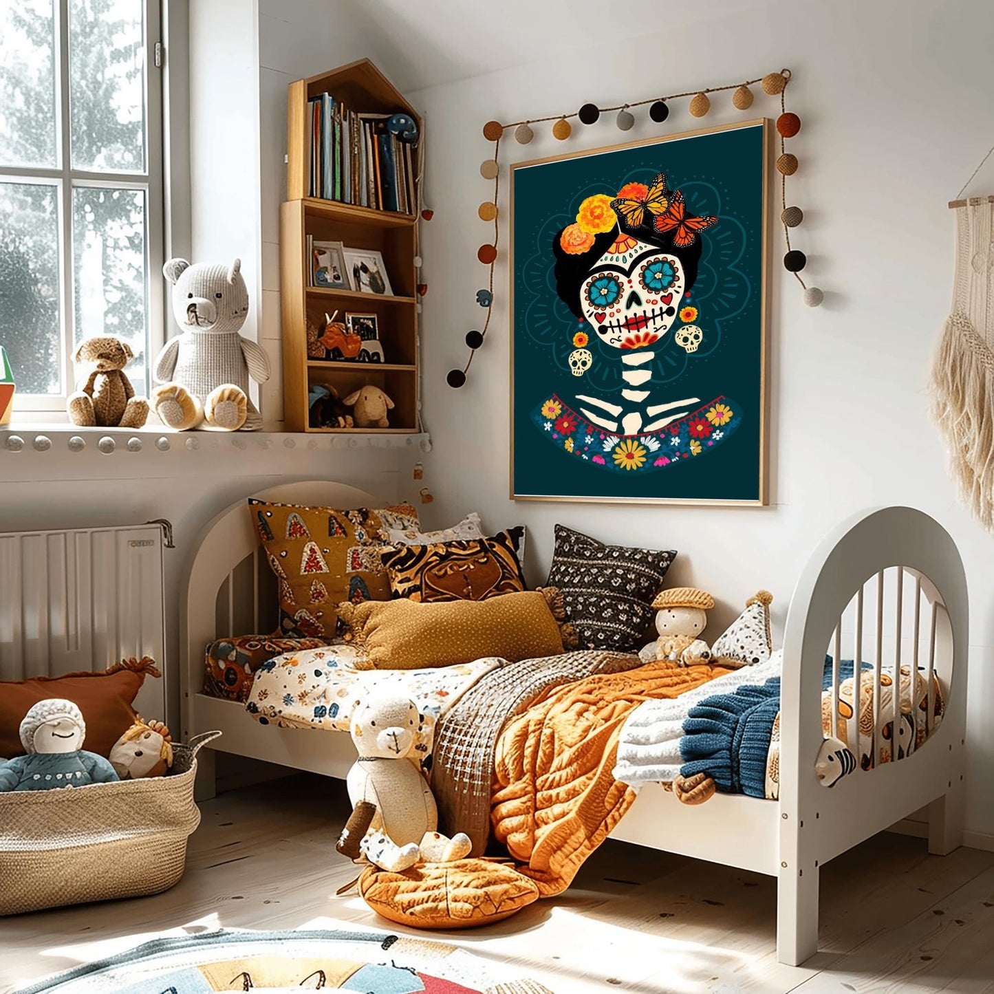 Vibrant Day of the Dead Calavera Print | Mexican Folk Art Skull | Dia de los Muertos Decor | Colorful Sugar Skull Art Cultural Celebration