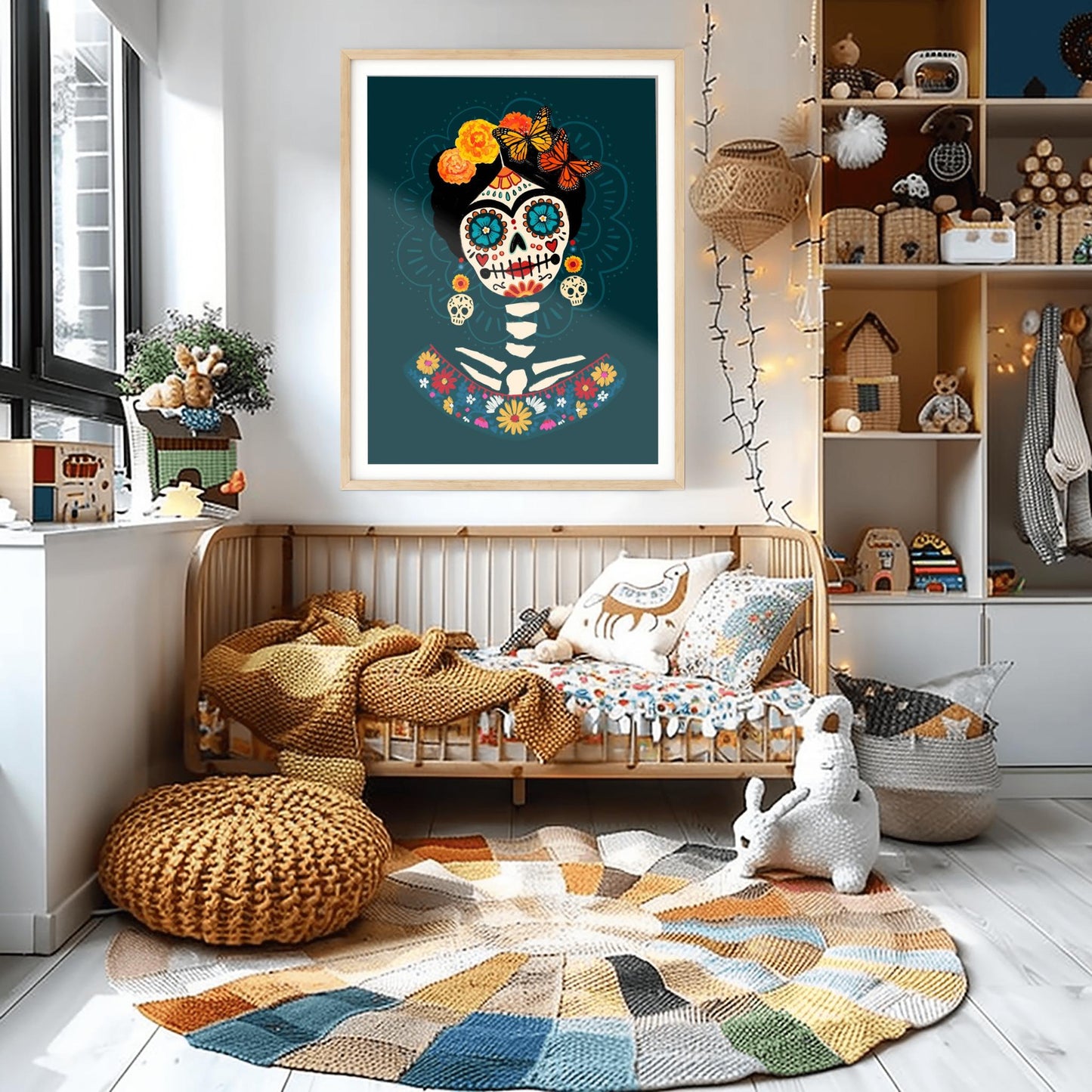 Vibrant Day of the Dead Calavera Print | Mexican Folk Art Skull | Dia de los Muertos Decor | Colorful Sugar Skull Art Cultural Celebration