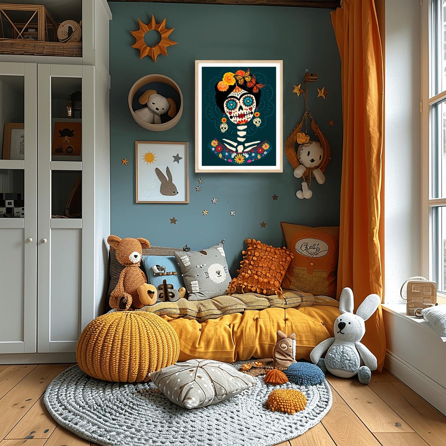 Vibrant Day of the Dead Calavera Print | Mexican Folk Art Skull | Dia de los Muertos Decor | Colorful Sugar Skull Art Cultural Celebration